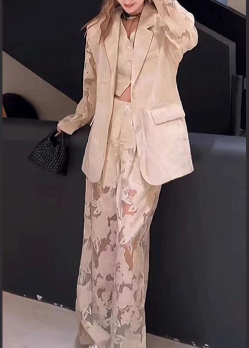 Set Hollow Suit Three White Luxury Pants Lace Light Vest Piece