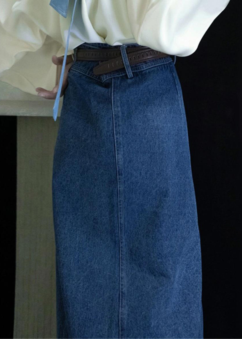 Denim Skirts Open High Side Spring Waist Blue New
