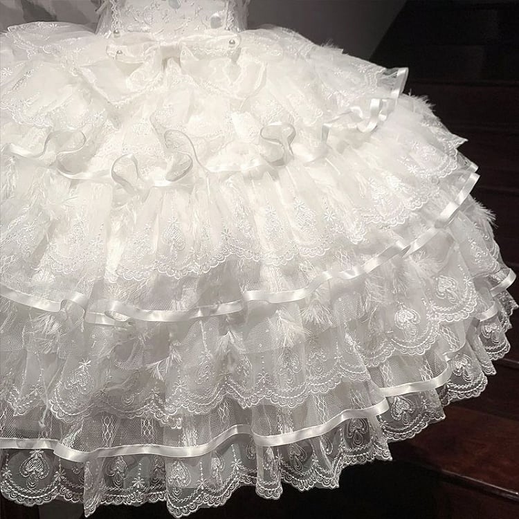 White Skirt Angel Hime Lolita Hanayome Dress Fabric Tiered Bodice Butterfly