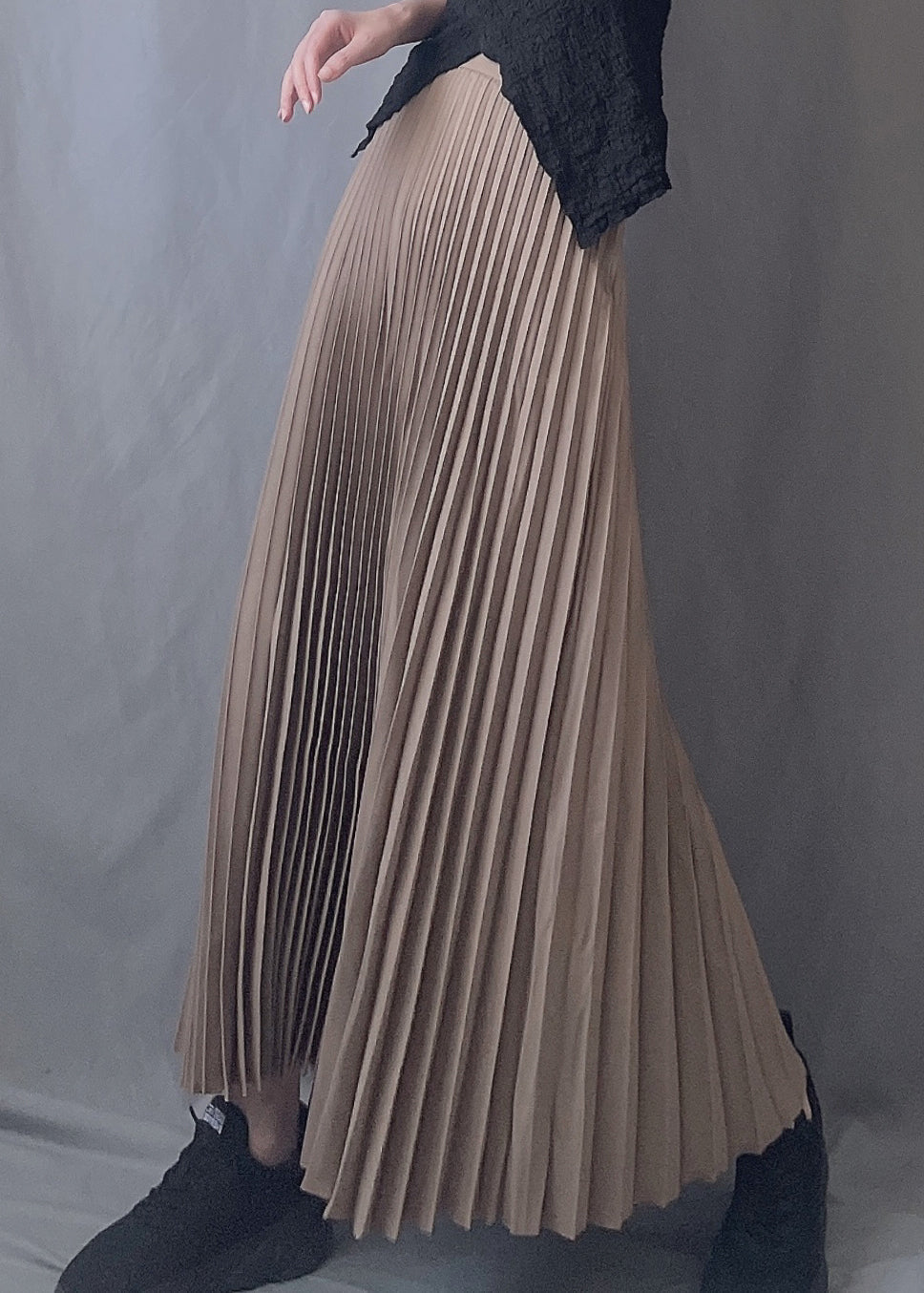 Skirts Chocolate Line Wrinkled Waist A Spring Elastic Art