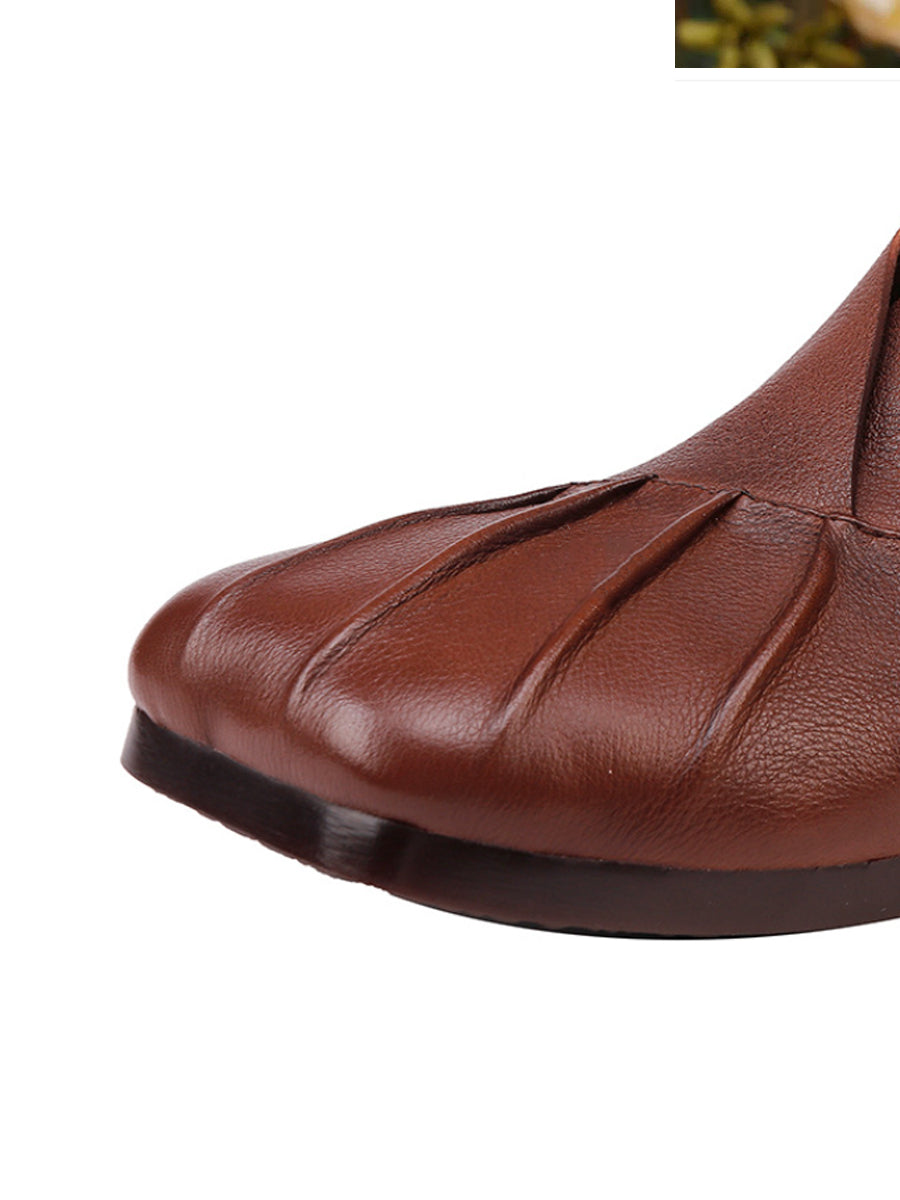 Spliced Shoes Leather Women Soft Autumn