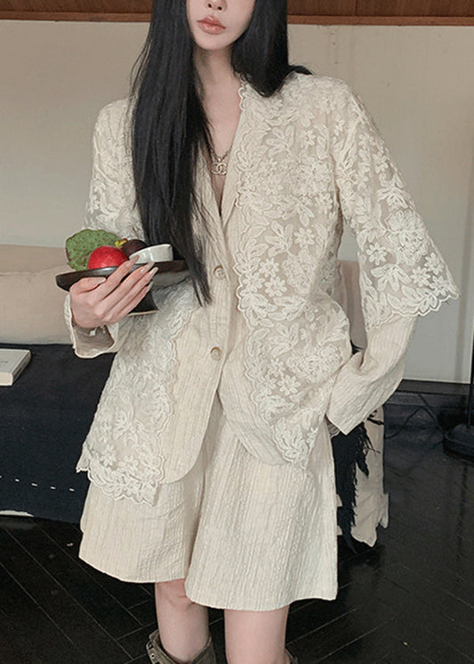 Linen Peter Coat Cardigans And Collar Shorts Suit New Beige Pan