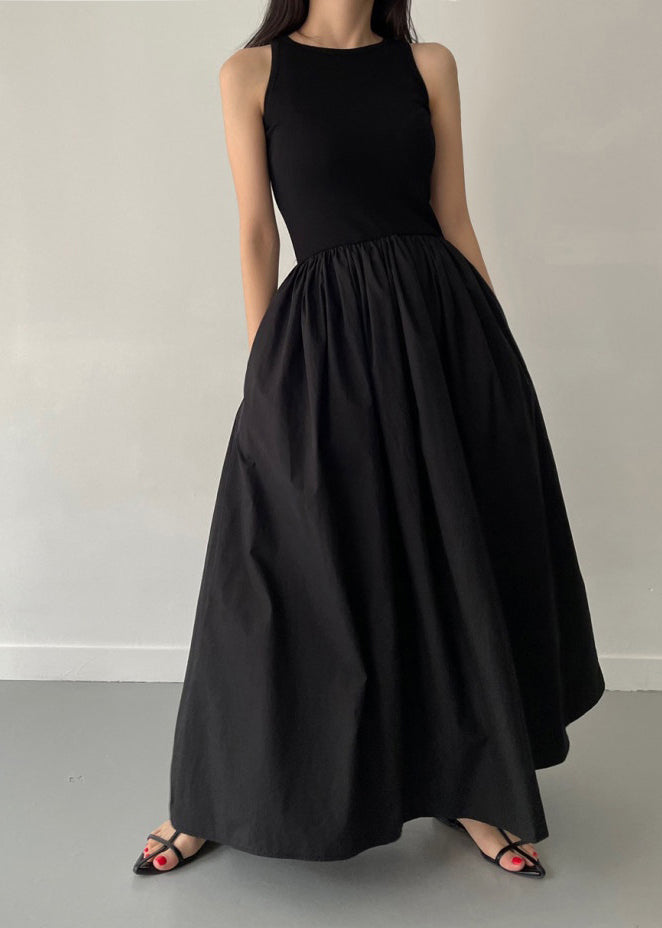 Dress Party Large Patchwork Black Hem Exra Cotton Sleeveless