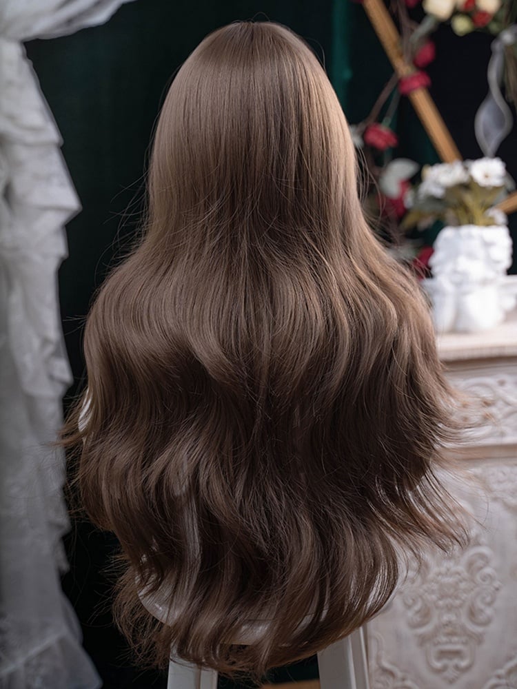 Bangs 71CM Brown Length Wig Wavy With Air