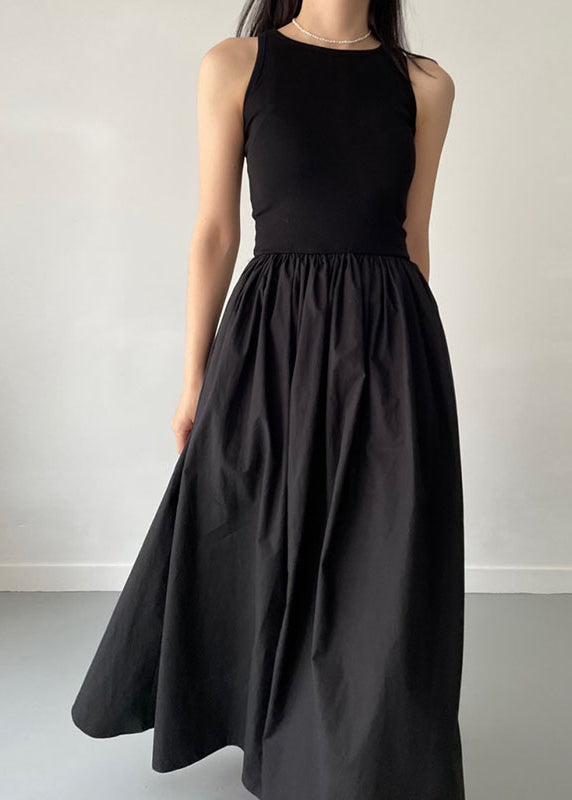 Dress Party Large Patchwork Black Hem Exra Cotton Sleeveless