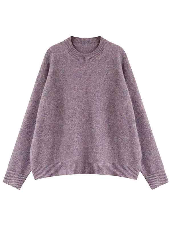 Dreamy Loose Purple Round-Neck Long Sleeves Sweater QX008