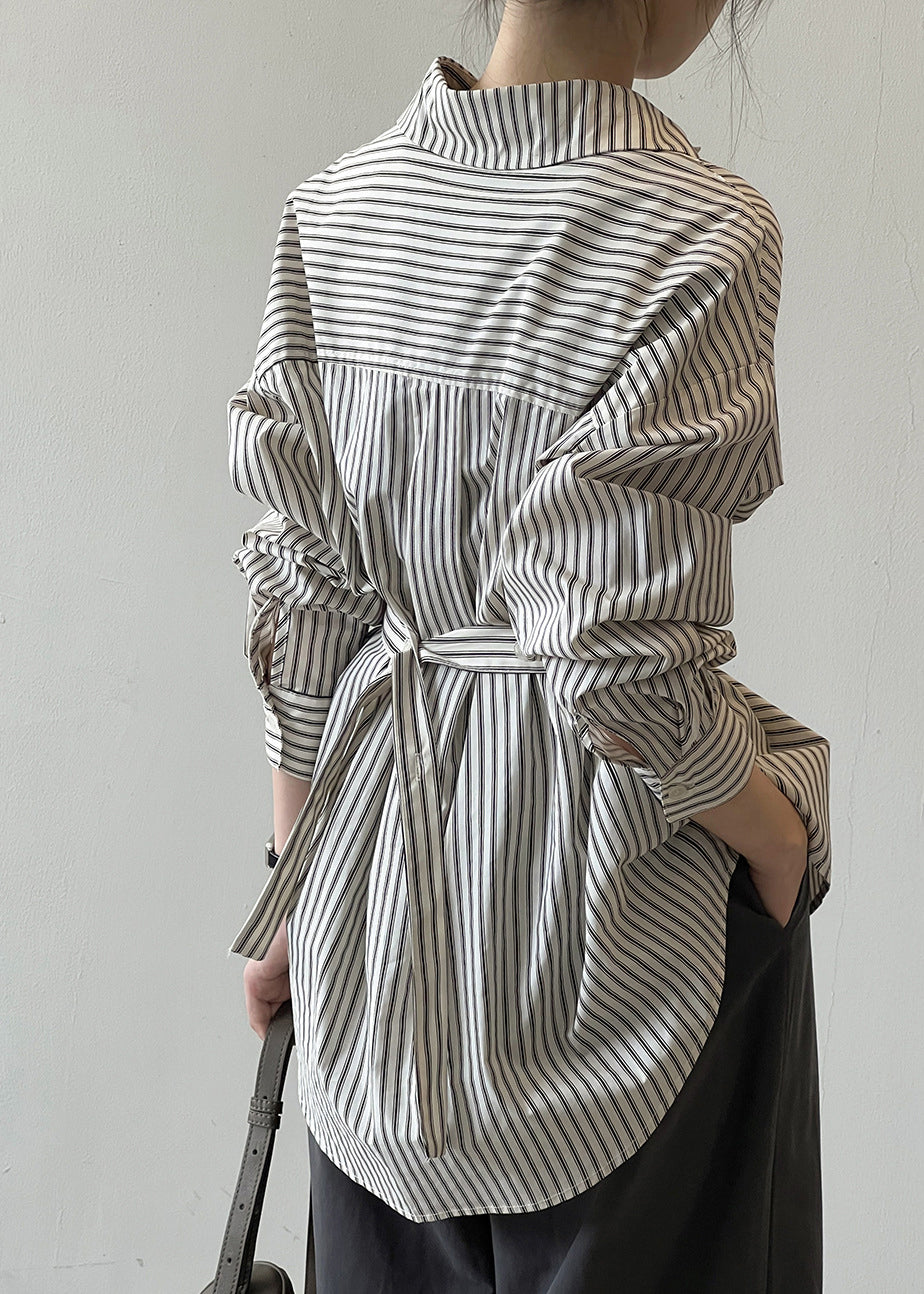 Collar Shirt Cotton Fall Pan French Button Peter Striped