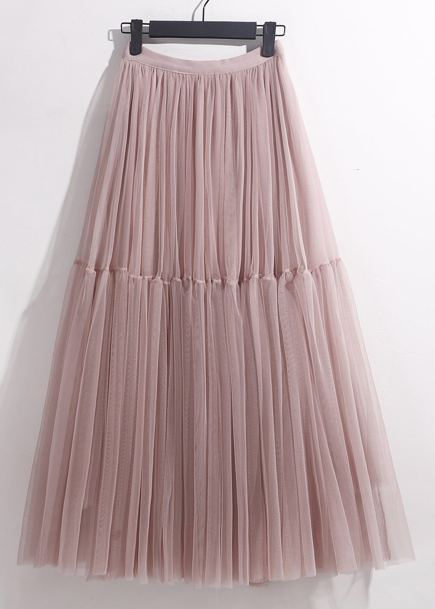 Pink Pleated Waist Loose Patchwork Summer Skirt High Tulle