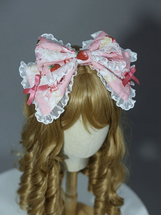 KC / Yellow Print Pink White Strawberry Bowknot