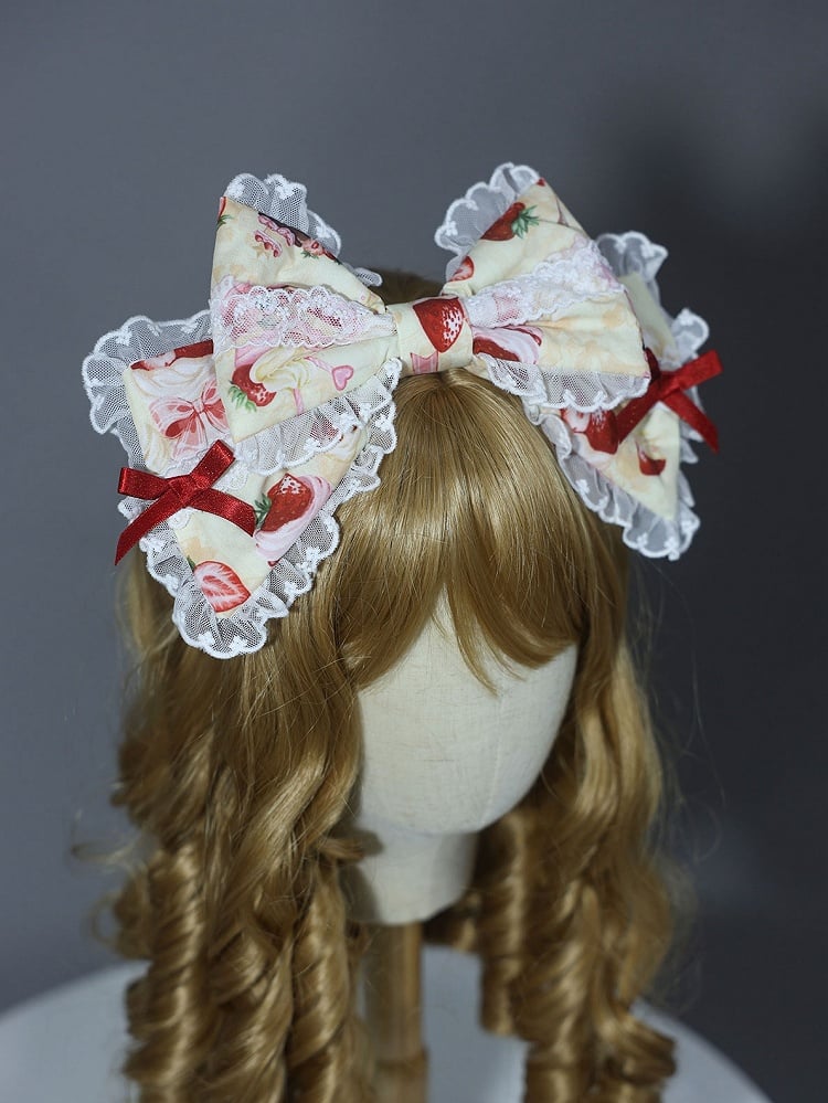 KC / Yellow Print Pink White Strawberry Bowknot