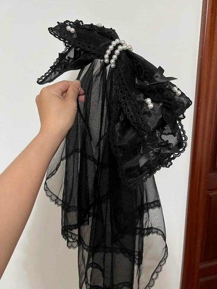 KC Black Veil with / Bowknot Pink