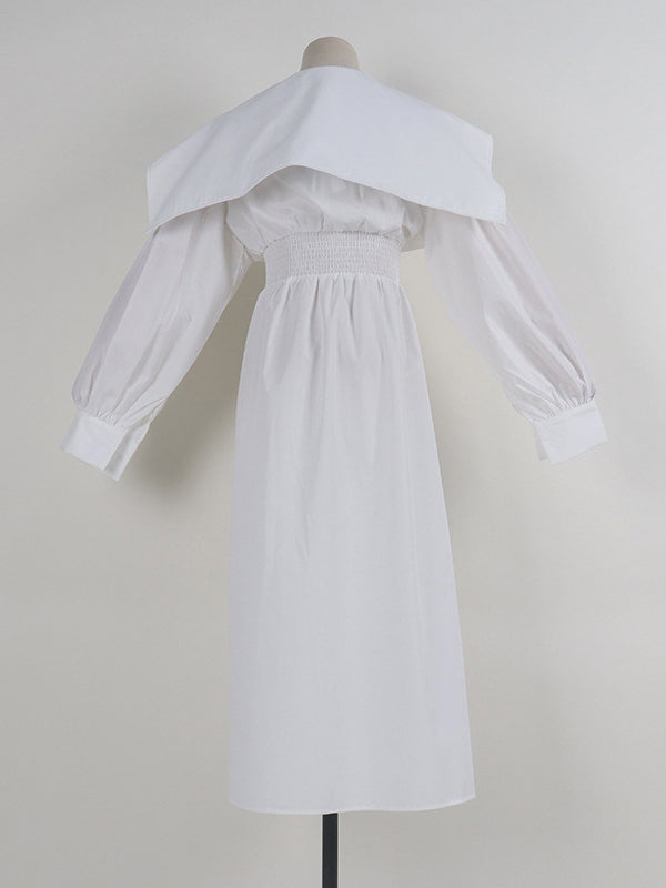 High Belted Pleated Lapel Long Black Asymmetric Waisted Modern