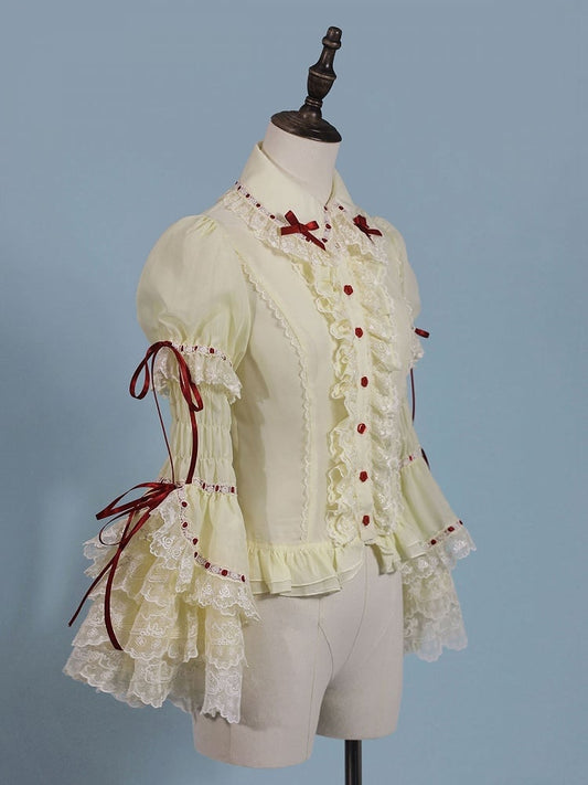 Yellow Short Puff Blouse Sleeves