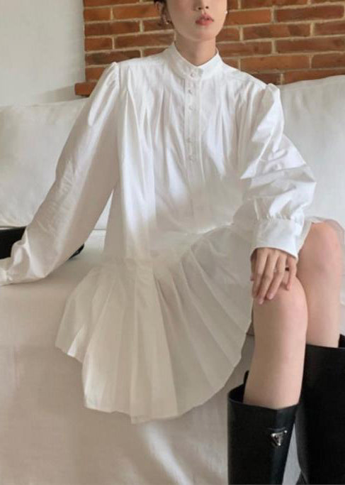 Spring White Art Dress Wrinkled Cotton Oversized Shirt
