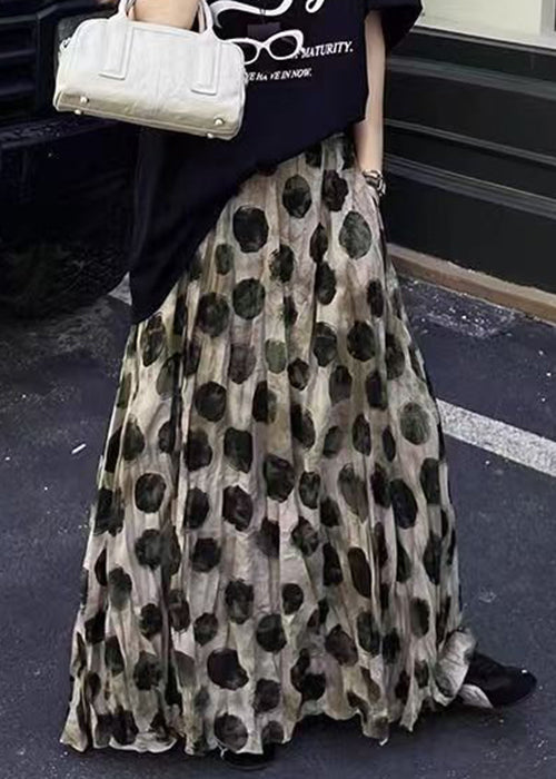 Skirt Summer Cotton Loose Apricot Dot Pockets