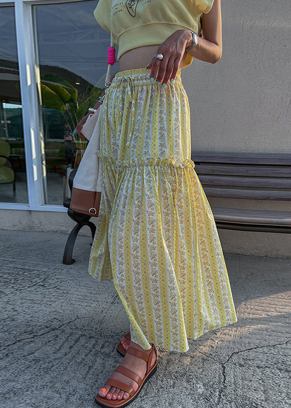 Purple Cotton Skirt Ruffled Print French Spring