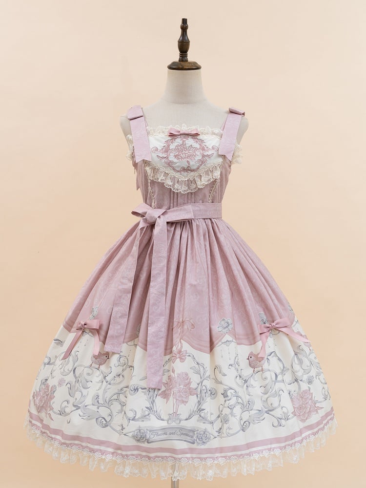 Titmouse Floral Skirt Pink and Print Jumper Lolita