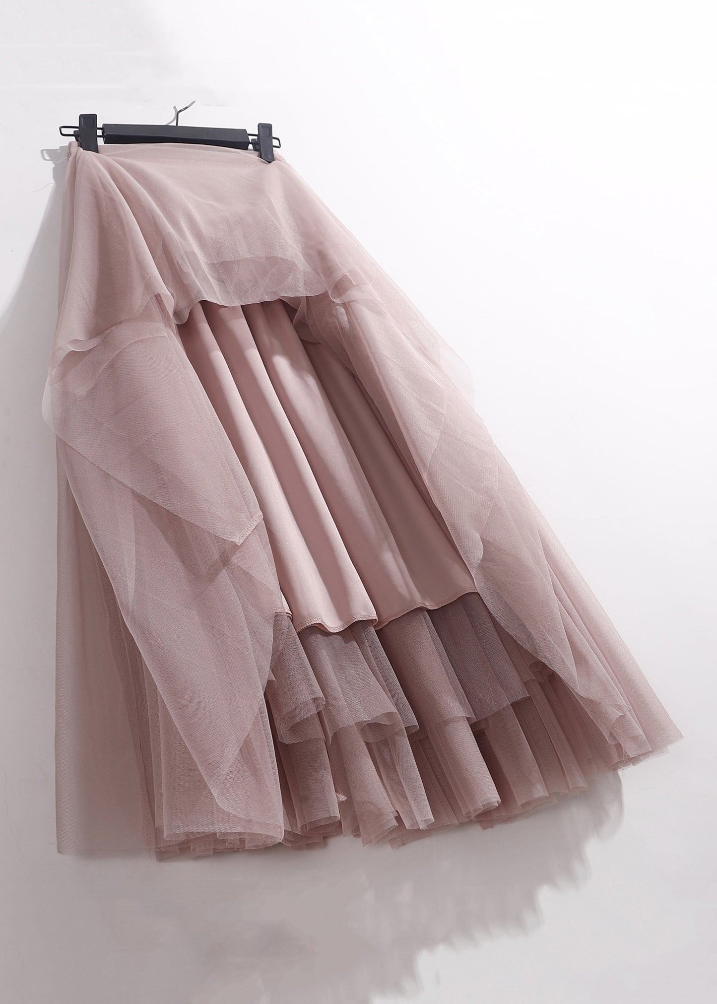Skirt Waist Pleated High Patchwork Tulle Pink Loose Summer