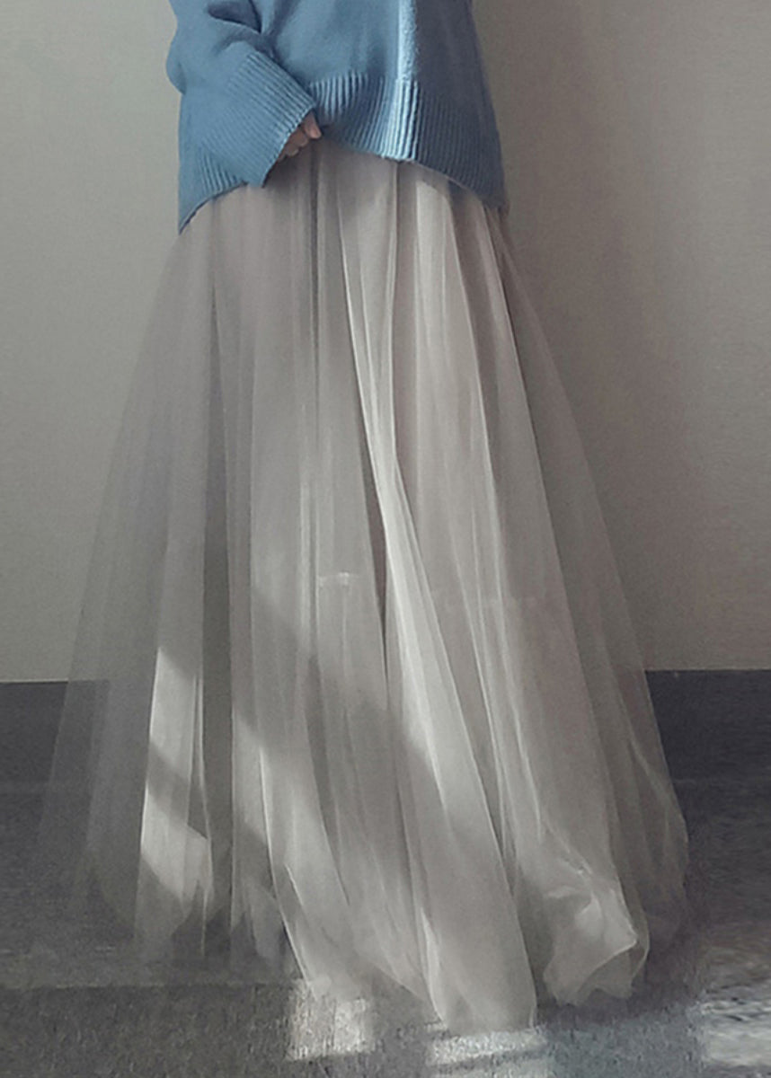 Skirts Elastic Waist Line Patchwork Italian White A Tulle