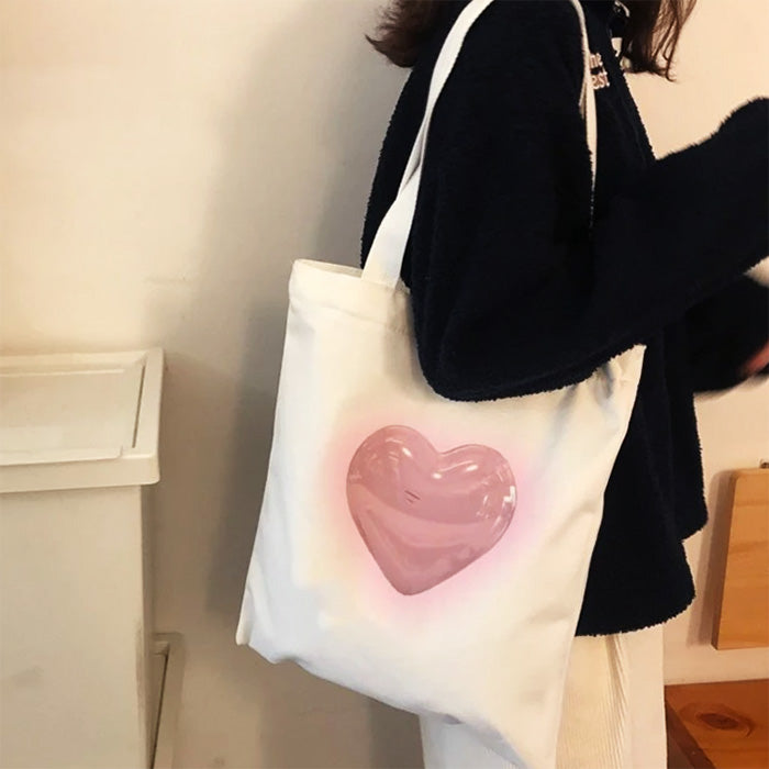 Canvas Heart Tote Bag