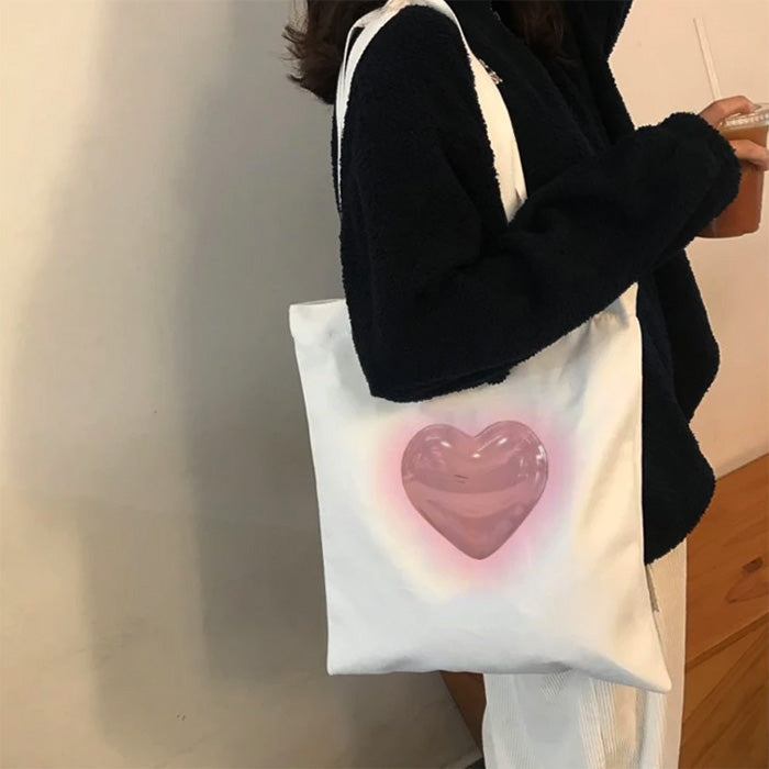 Canvas Heart Tote Bag