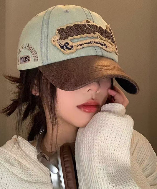 Blue Hat Cap Denim Embroideried American Style Baseball
