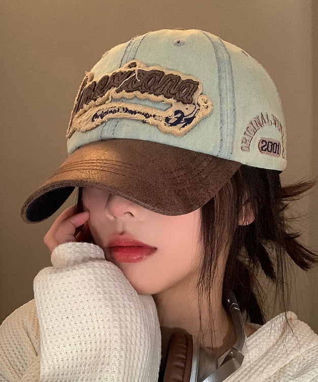 Blue Hat Cap Denim Embroideried American Style Baseball