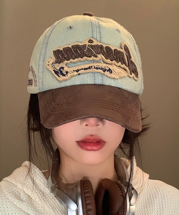 Blue Hat Cap Denim Embroideried American Style Baseball