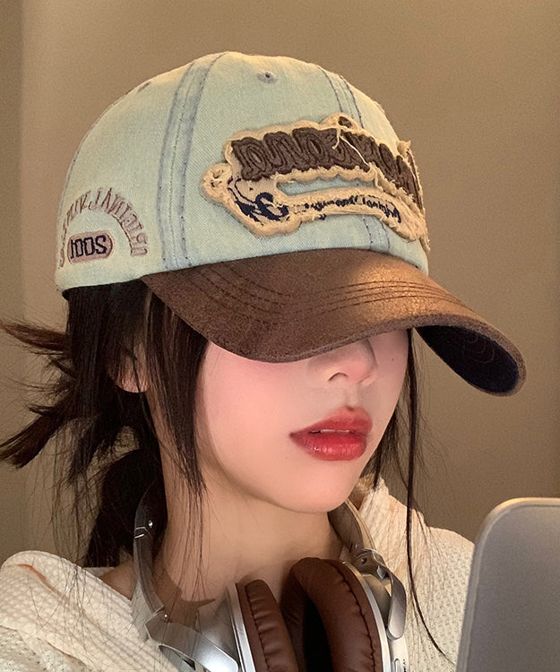 Blue Hat Cap Denim Embroideried American Style Baseball