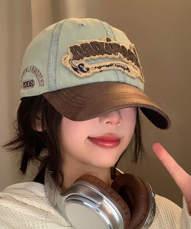 Blue Hat Cap Denim Embroideried American Style Baseball