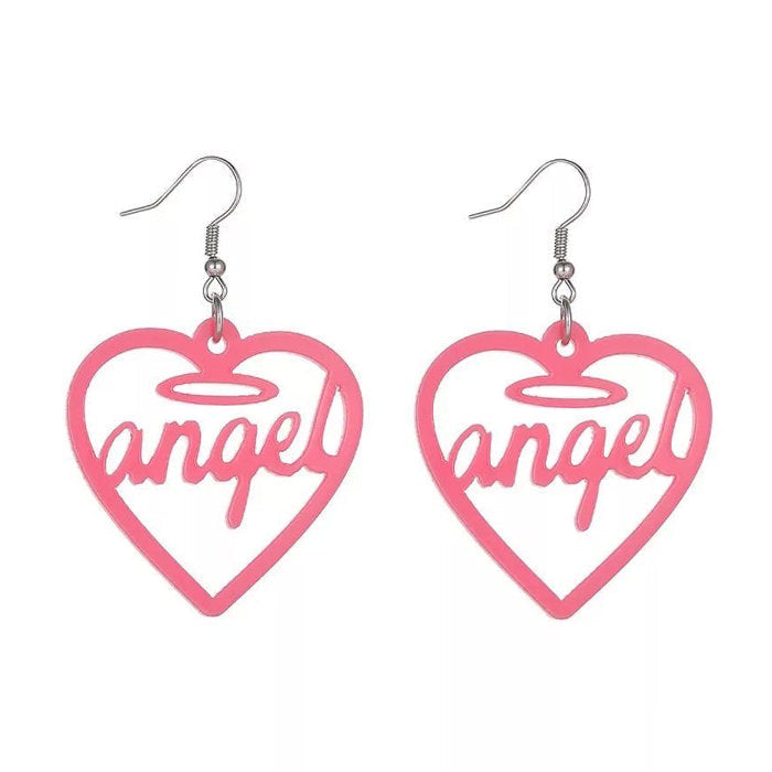 Angel Letter Heart Earrings