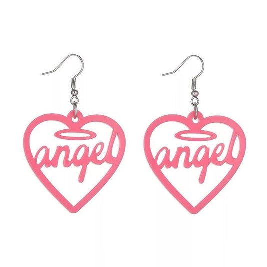 Angel Letter Heart Earrings