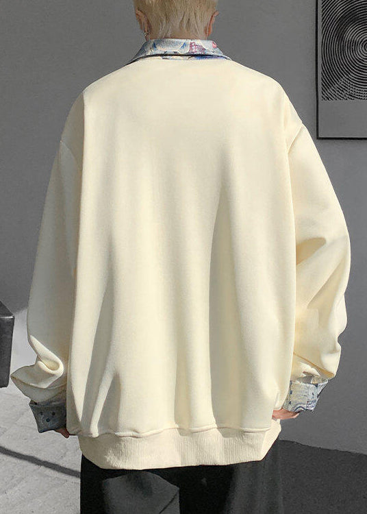 Sweatshirt Two Woolen Peter False Apricot Pan Pieces Button Mens