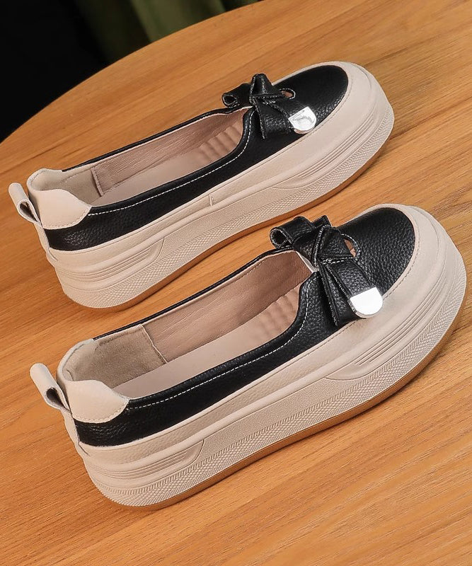 Comfortable Apricot Platform Shoes Bow Splicing Casual