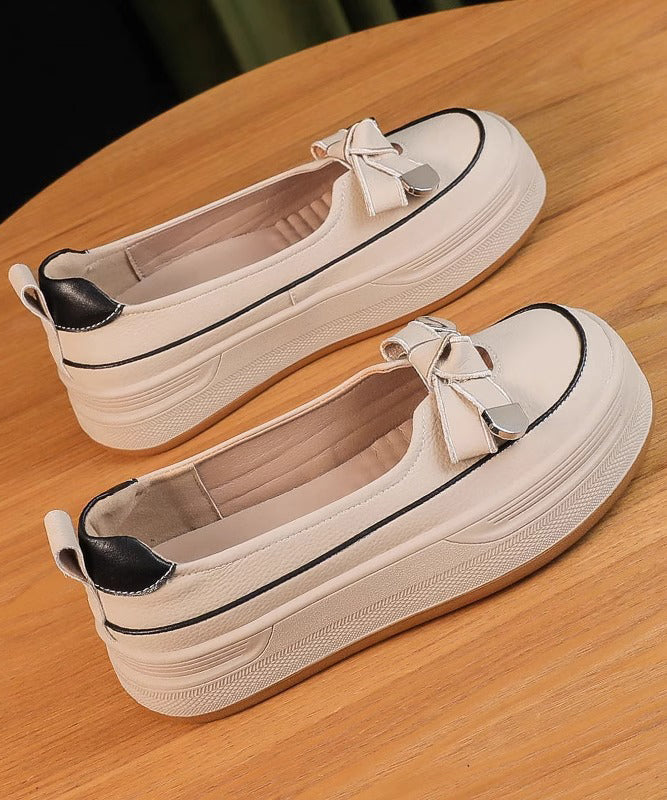 Comfortable Apricot Platform Shoes Bow Splicing Casual
