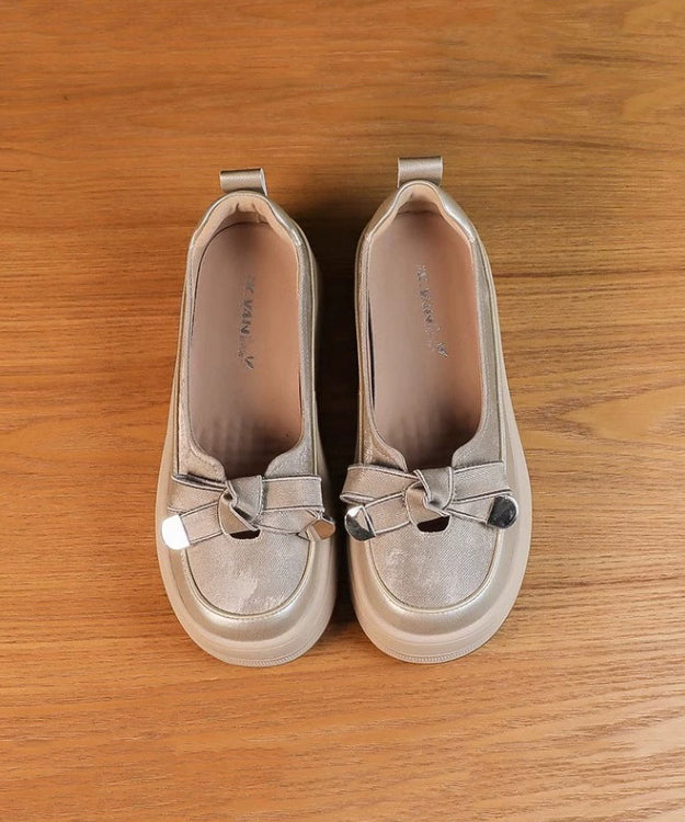 Comfortable Apricot Platform Shoes Bow Splicing Casual