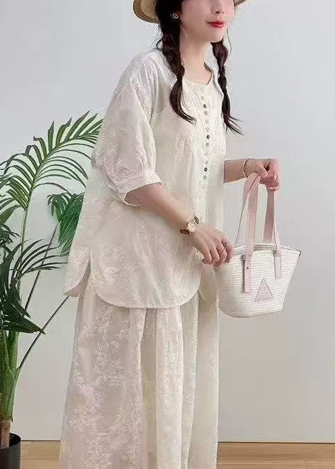 Cotton Jacquard Oversized Shirt Summer Apricot