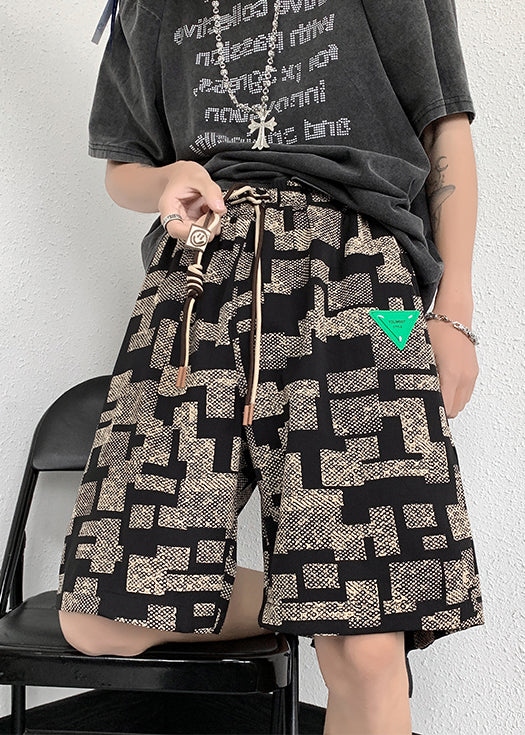 Shorts Apricot Summer Men Pockets Waist Cotton Elastic French