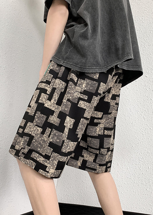 Shorts Apricot Summer Men Pockets Waist Cotton Elastic French