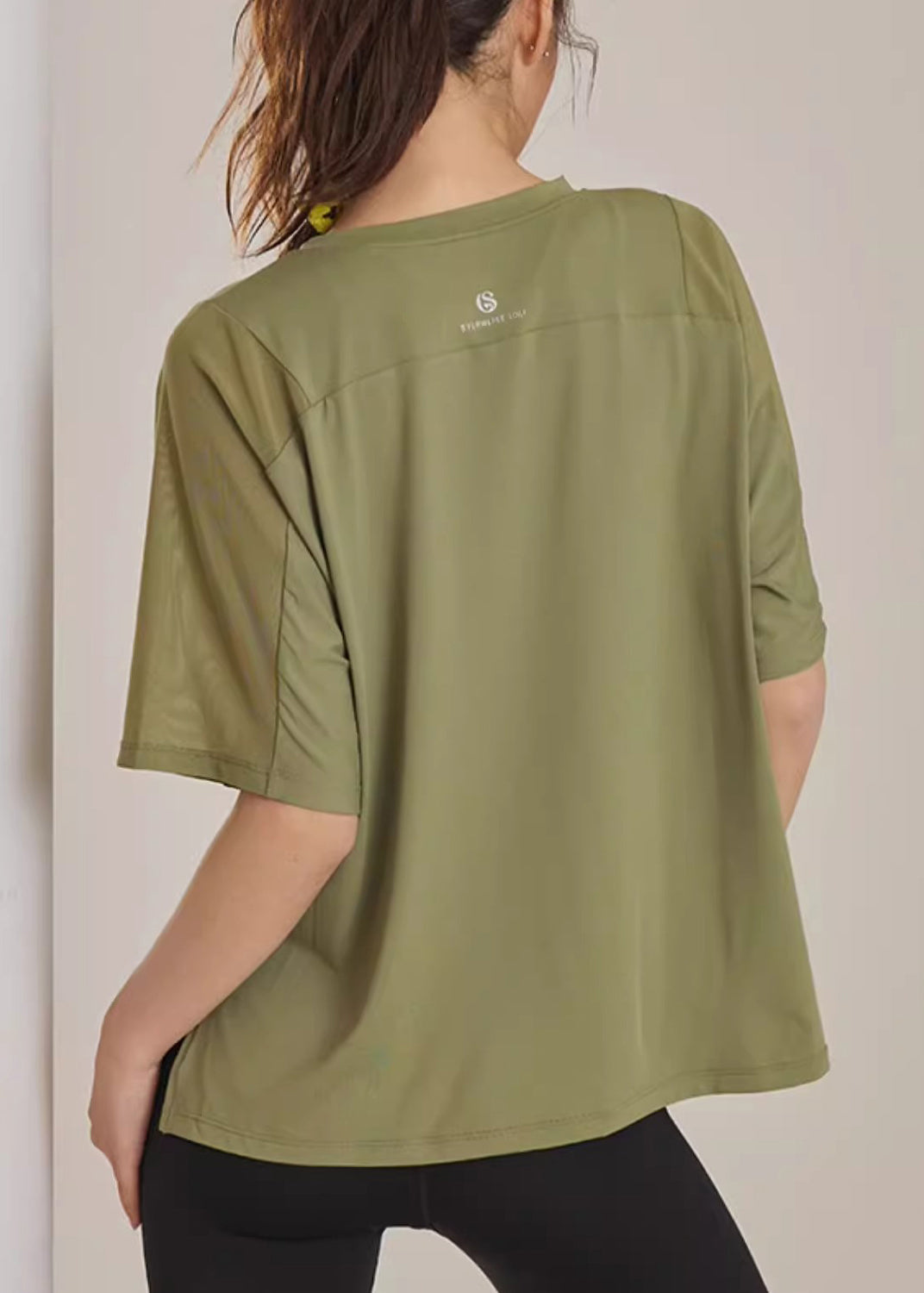 Tops Side Open Green Army Patchwork Summer Yoga