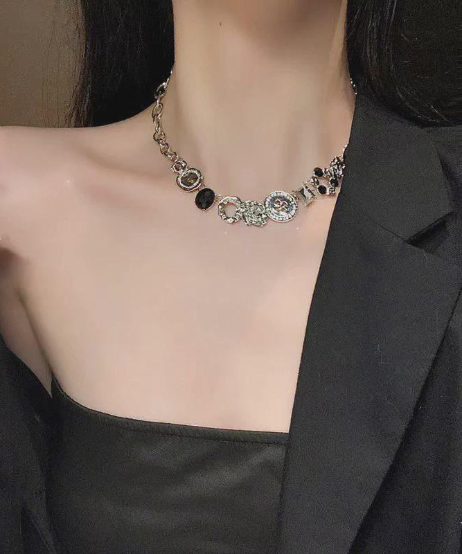 Art Necklace Zircon Bead Gratuated Alloy Button