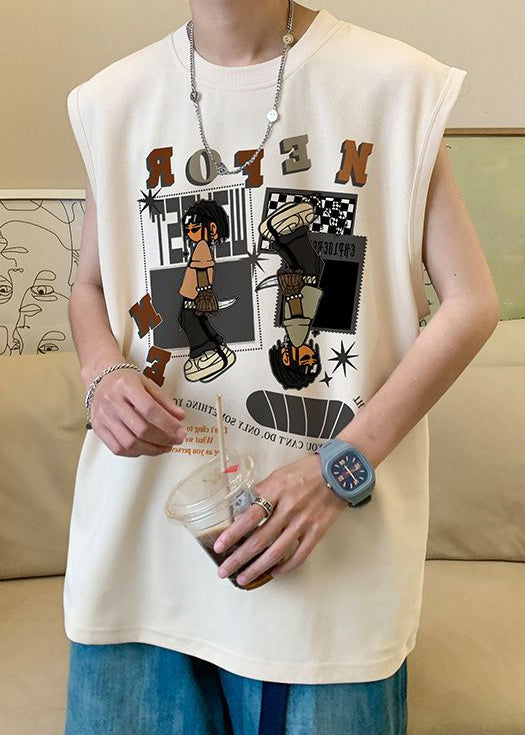 Apricot Men Print T Sleeveless Shirt Cotton Art