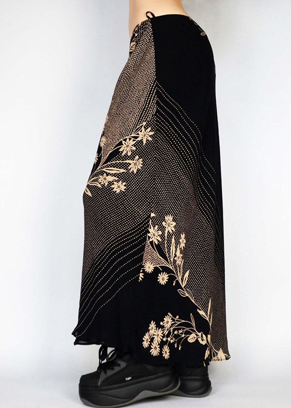 Art Black Low Waist Print Holiday Skirts Spring YF030