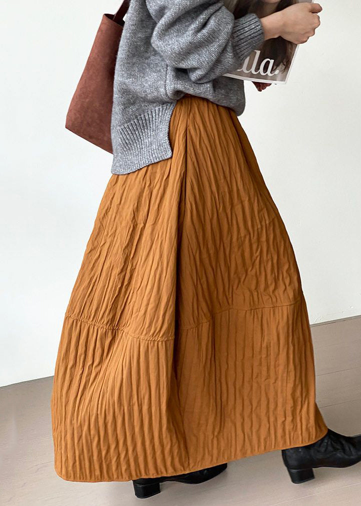 Art Brown Patchwork Cotton A Line Skirt Spring YK035