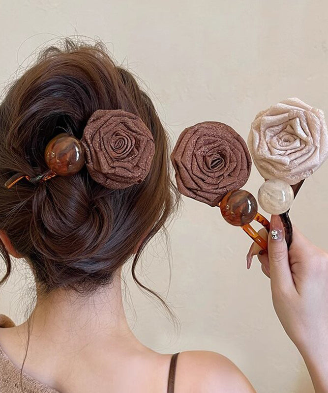 Art Chocolate Plastic Fabric Art Rose Ball Hairpin RA005