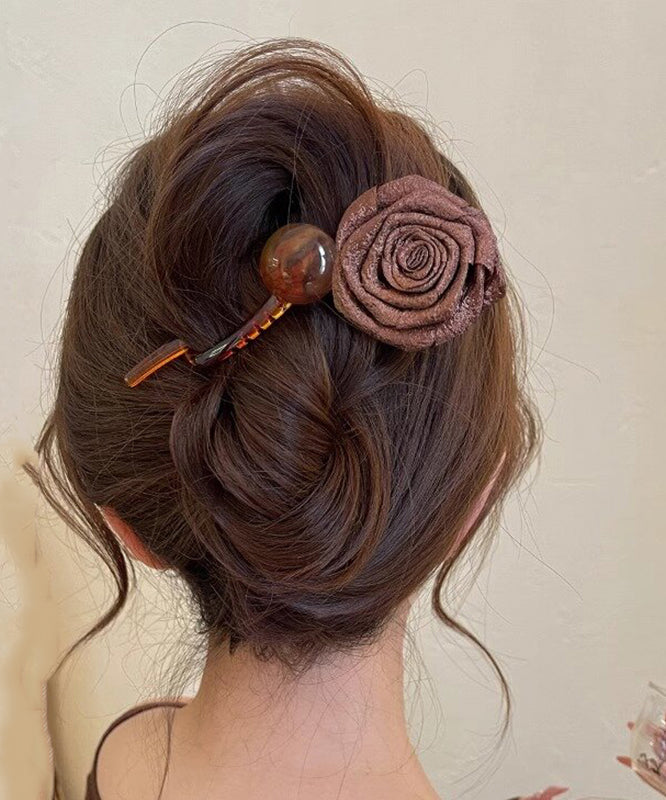 Art Chocolate Plastic Fabric Art Rose Ball Hairpin RA005