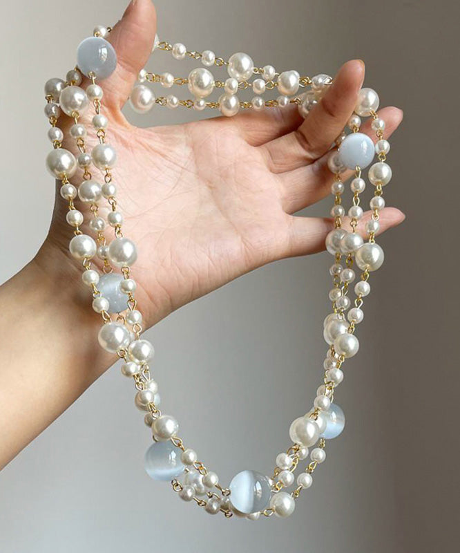 Layered Bead Eye Art Cat's Pearl Stone Gratuated Alloy Gold