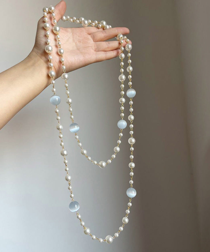 Layered Bead Eye Art Cat's Pearl Stone Gratuated Alloy Gold