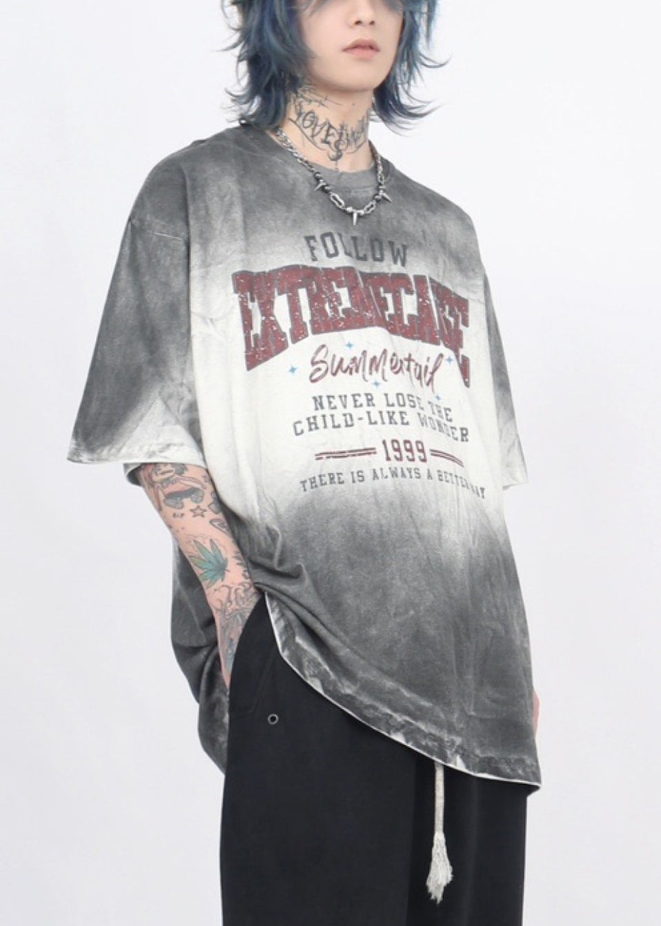 Half Art O Gradient Cotton Print Mens Sleeve T Shirt Neck Color