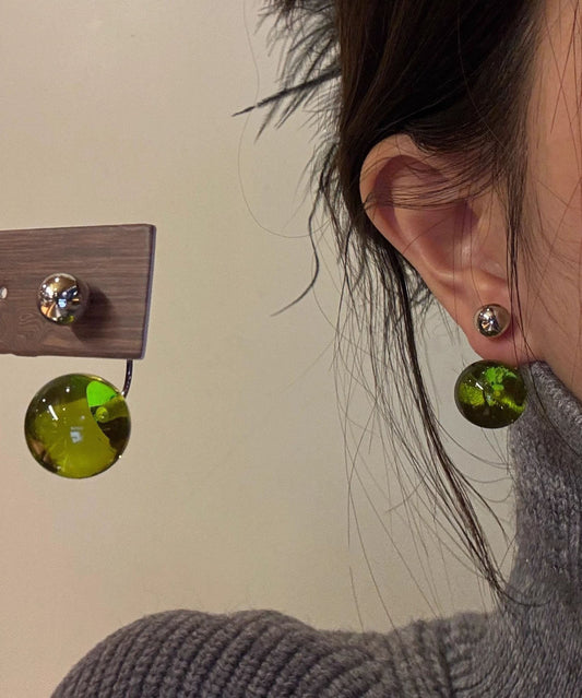 Honey Wax Green Stud Earrings Acrylic Art
